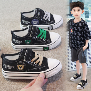 Boys Canvas Shoes 2025 Spring New Low-Top Girls' Sneakers Little Boys Medium and Large Children's Casual Shoes Soft-Soled Children's Shoes