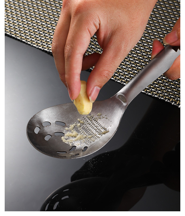 430 Stainless Steel 5-in-1 Multifunctional Baby Food Spoon - Food Grinder, Bottle Opener, Egg Separator, and Multipurpose Utensil