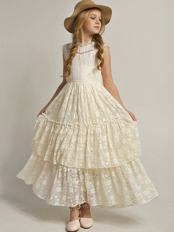 Lace piano performance costume, flower girl dress, small princess costume, for import
