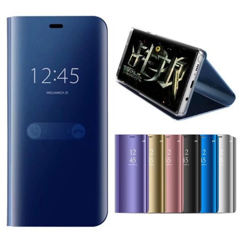 Suitable for iPhone 16Promax Electroplated Flip Mirror Phone Case Apple 14/15 Smart Sleep Protective Cover