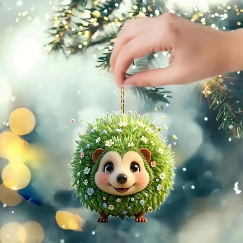 Nuevos productos transfronterizos de Navidad colgante de erizo acrílico decoración del árbol de Navidad decoración del hogar de Navidad