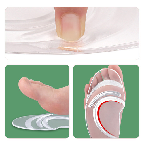Forefoot Heightened Heels, Thickened Transparent Foot Pads, Soft, Non-Slip, Anti-Chafing, Sports-Grade Half-Size Shock-Absorbing Inserts