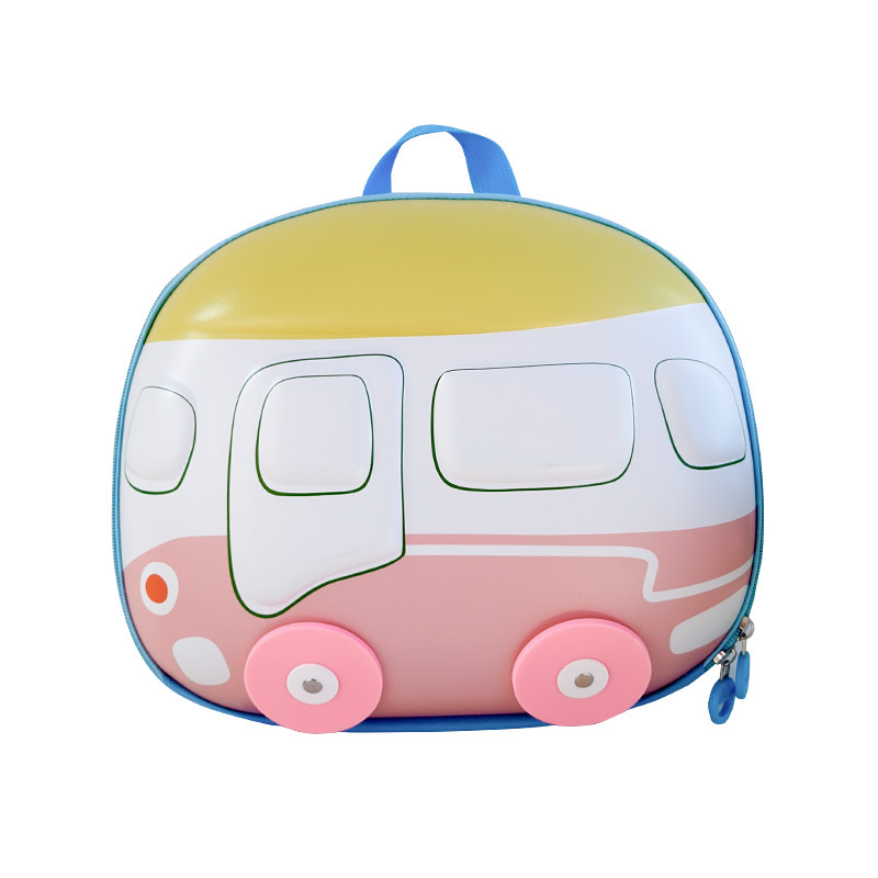 Kindergarten clase pequeña mochila escolar para bebés linda mochila para niños y niñas con forma de autobús mochila para niños con cáscara de huevo ligera