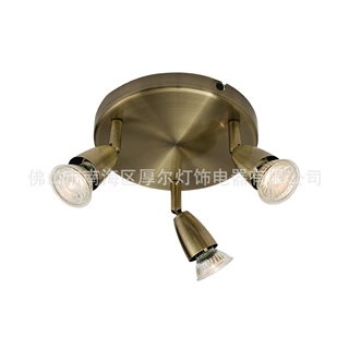 欧规新款3头吸顶灯GU10电镀青古铜哑黑射灯可旋转折叠跨境专供