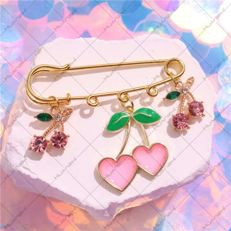 Alloy Material Cherry Pattern Cute Pin Cherry Alloy Enamel Women's Brooches