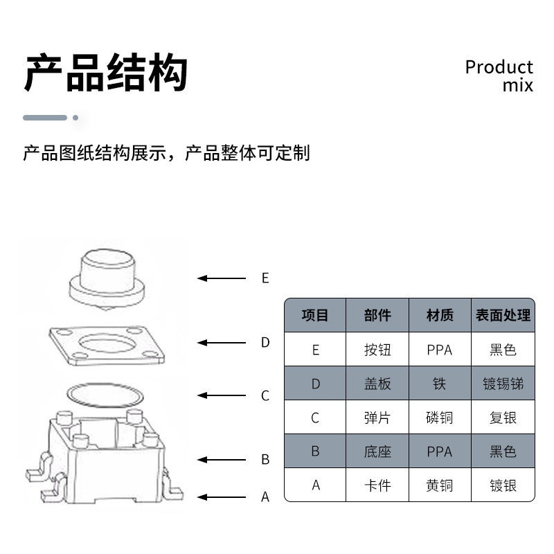 タクトスイッチ 6*6 4 ピンパッチ 4 ピン電磁調理器キースイッチセルフリセット固定ハンドル smd ボタン 6x6|undefined