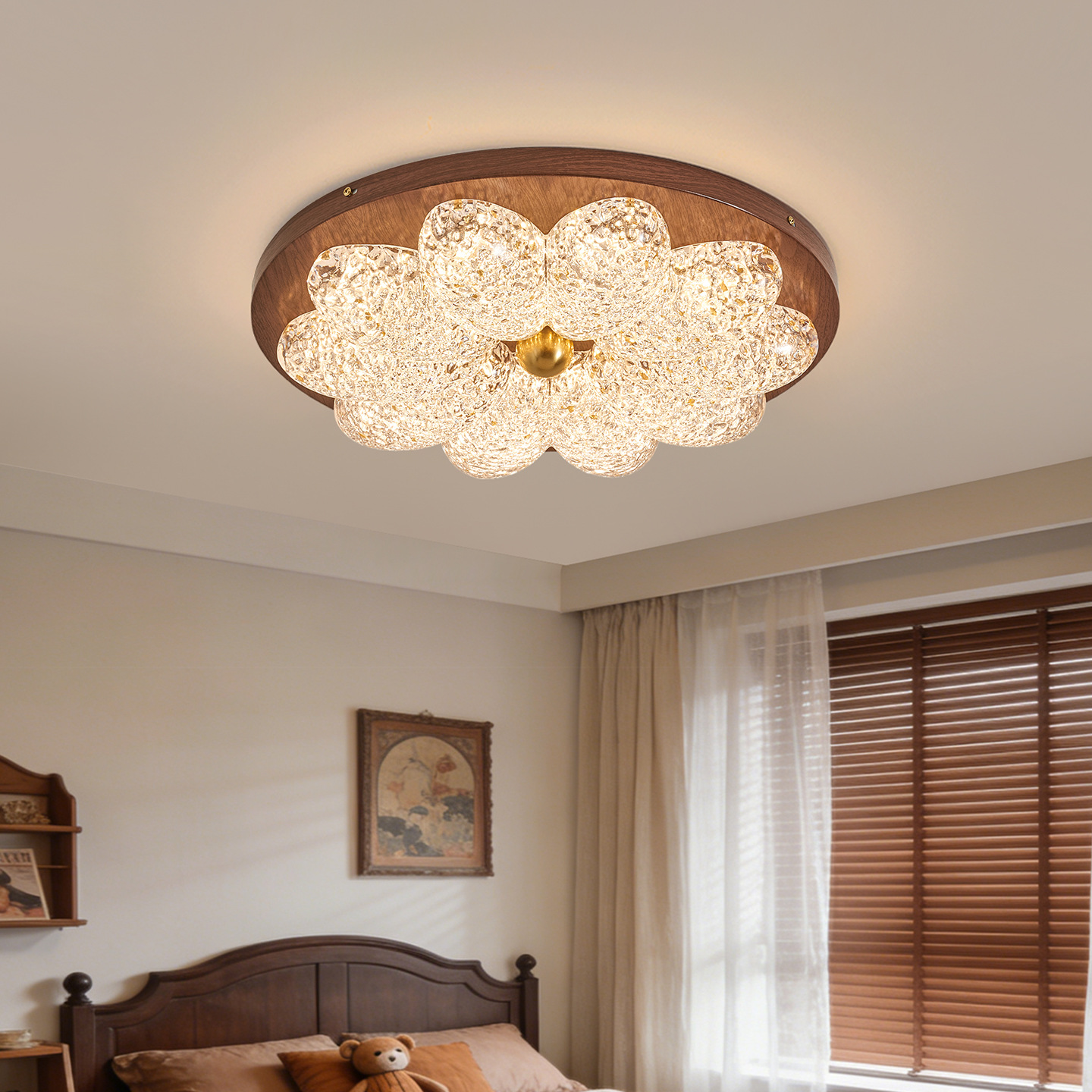 Luz de techo del dormitorio retrógrado francés italiano hielo agrietado estética de la dinastía Song luz lujosa luz de estudio infantil 686L