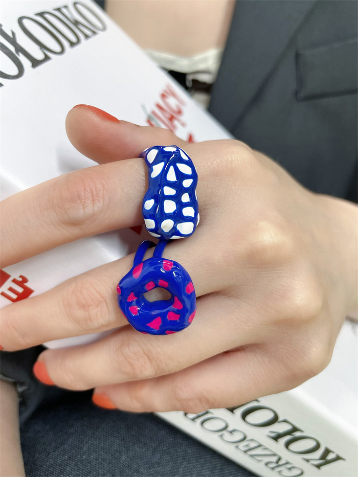 Fashion Devilu0027S Eye Polka Dots Copper Enamel Open Ring 1 Piece