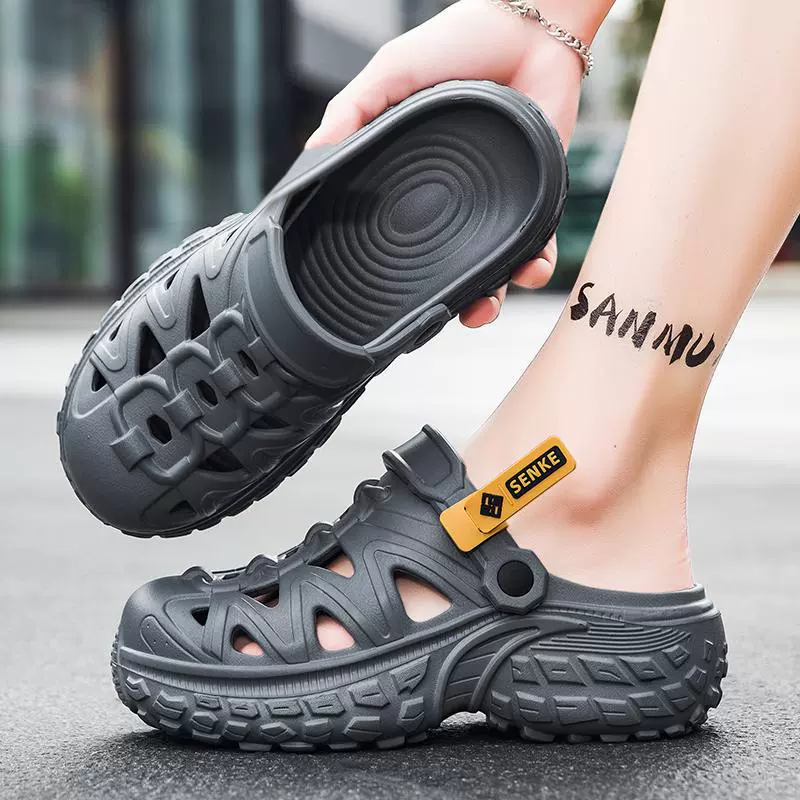 Мужские летние сандалии Croc, новые, нескользящие, спортивные, на толстой подошве, для пляжа, рафтинга и прогулок по реке.