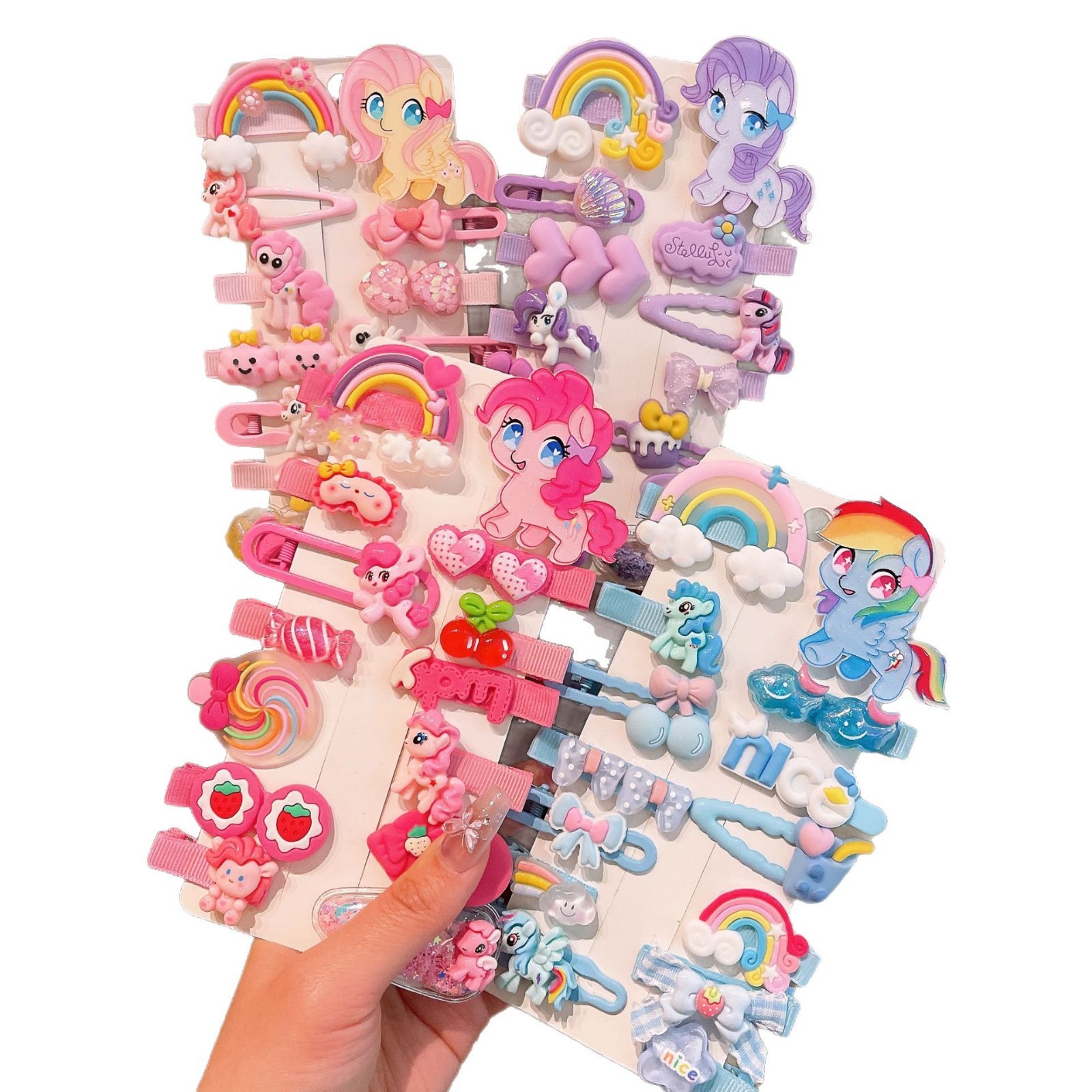 Niños de dibujos animados pony lindos pinzas de cabello niñas paoli pinzas de cabello niñas pinzas de cabello rotas para estudiantes set de pinzas de cabello BB