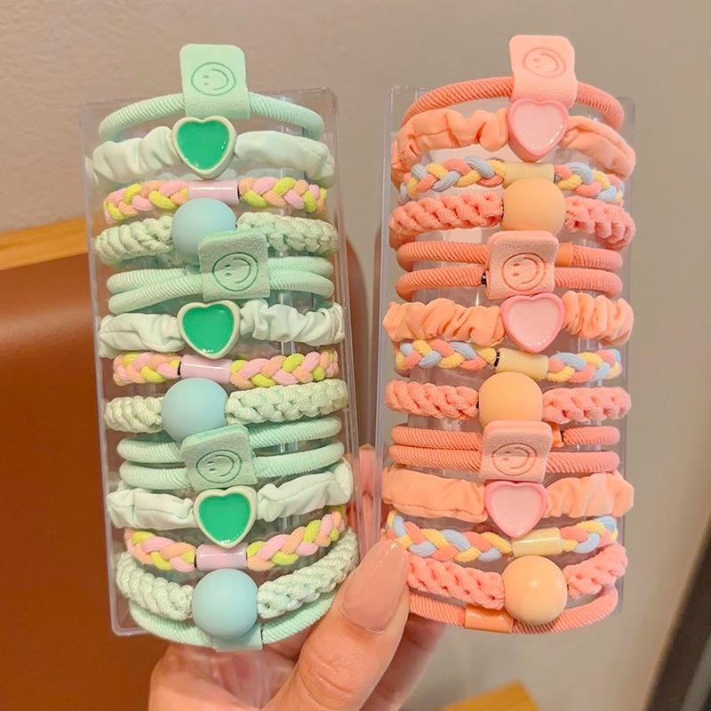 2024 Nueva diadema banda de goma colorida para niños niñas de alto aspecto corbata bola cabeza banda para el cabello Niñas cuerda de cabello elástico alto