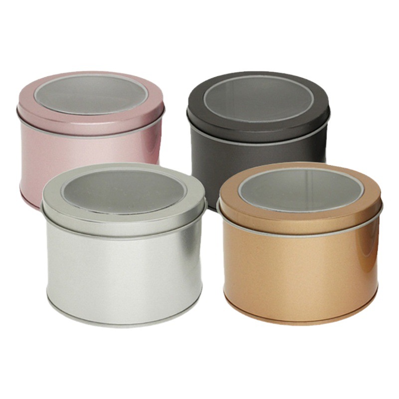 Caja metálica de hojalata con ventana para pasteles, repostería, empaque de galletas, spinner de dedo, y empaque de pulseras deportivas de baloncesto. image 1