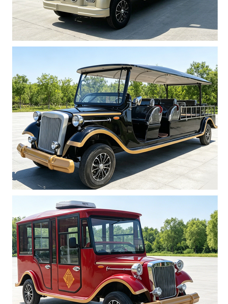 5-8 Passenger Vintage Sightseeing Car for Property Tours, Hotel Receptions, and Tourist Attractions