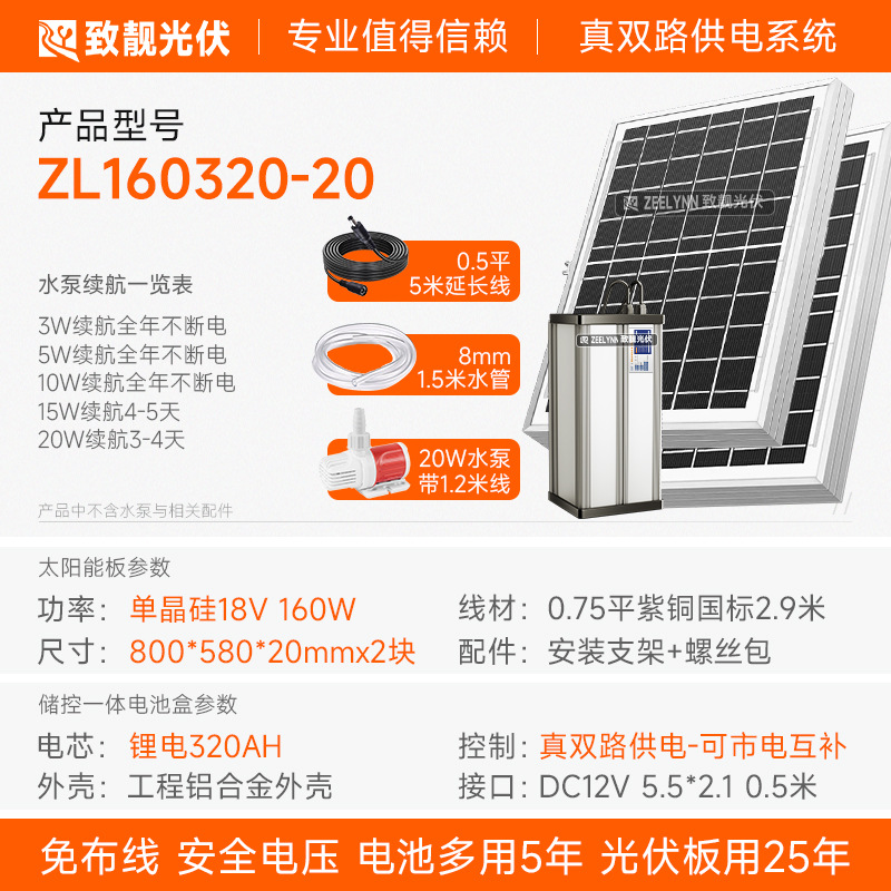 Single crystal, lithium battery, 160W, 20W, 4 days
