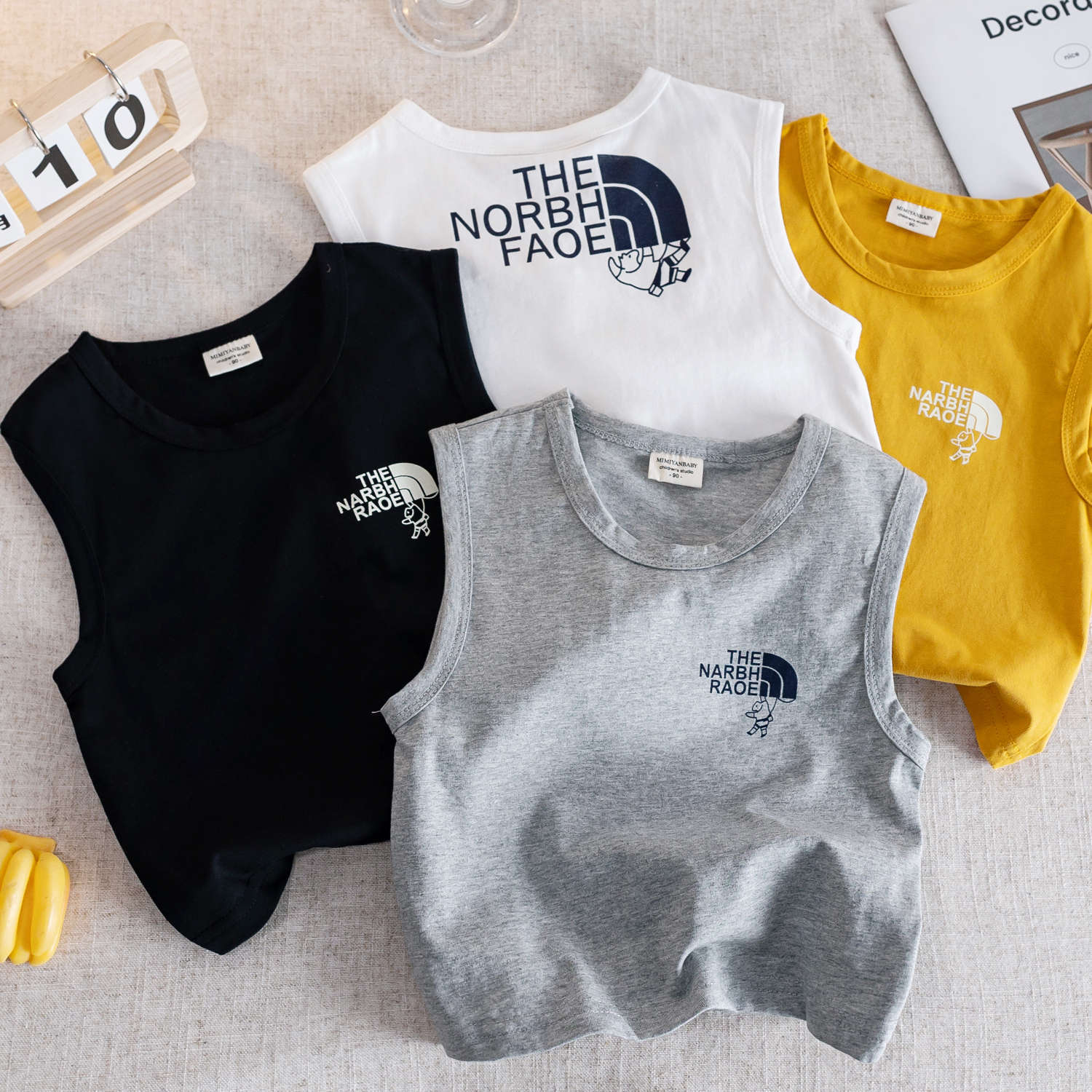 Children's Vest 2025 Summer New Boys' and Girls' Solid Color Sleeveless T-Shirt Top Baby Forest Style Children's Fashion Brand