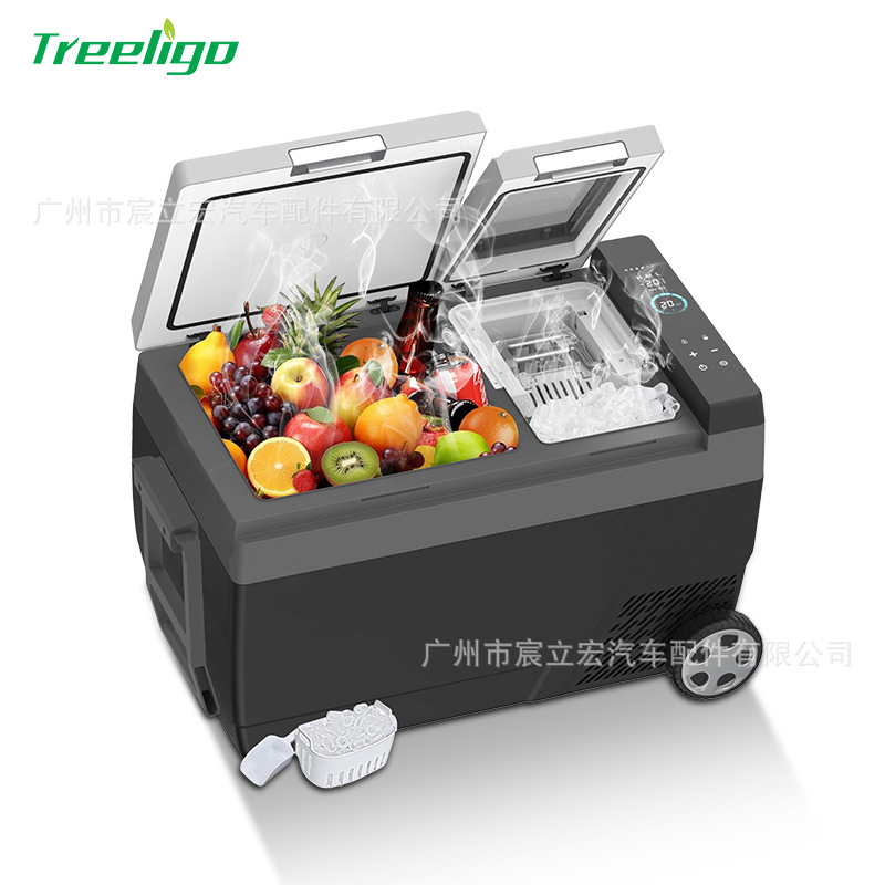 Refrigerador de coche integrado de hielo refrigerado para autocaravana 12V24V universal portátil camping congelador móvil 42L