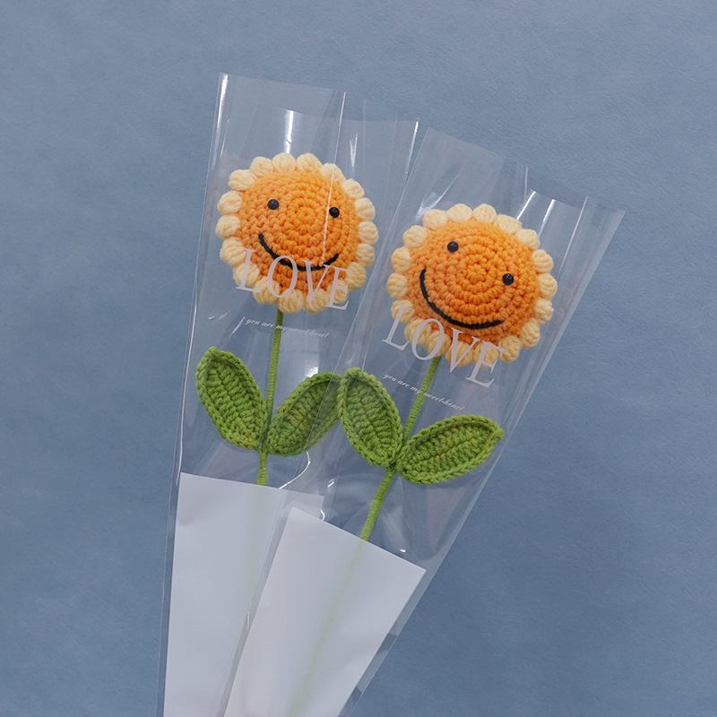 Terminado cara sonriente girasol tejido a mano flor eterna ramo artificial Día del Maestro Día del Niño regalo puesto en el mercado nocturno
