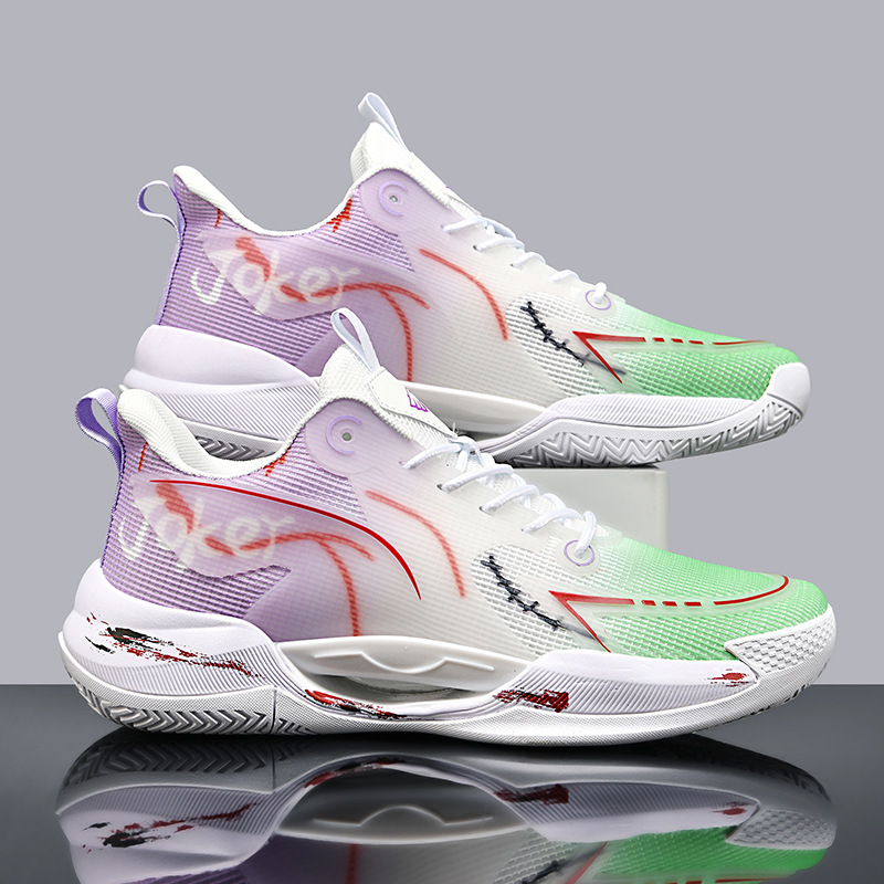 Zapatillas de baloncesto de tendencia luminosa transpirables de malla ultraligera de la marea nacional