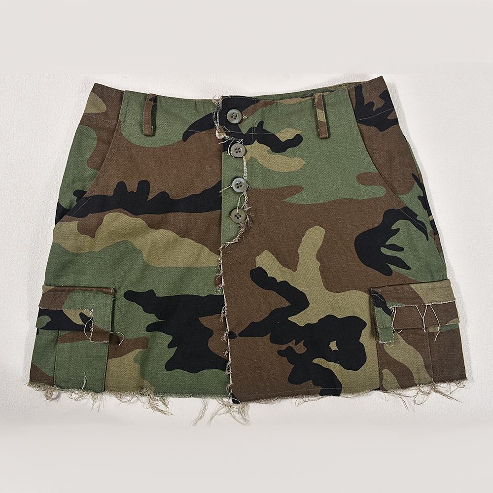 Autumn New Fashion Full Open Skirt Skirt Camouflage Skirt