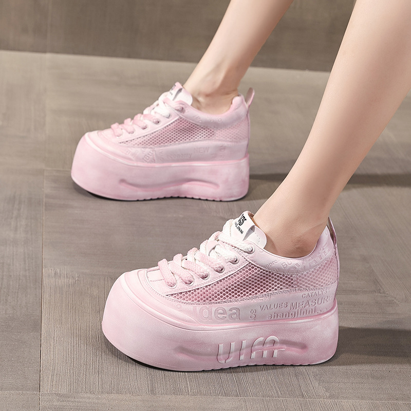 Giày sneaker nữ đế dày lưới thoáng khí phong cách bánh xốp trắng đa năng — Gỗ sồi Ash