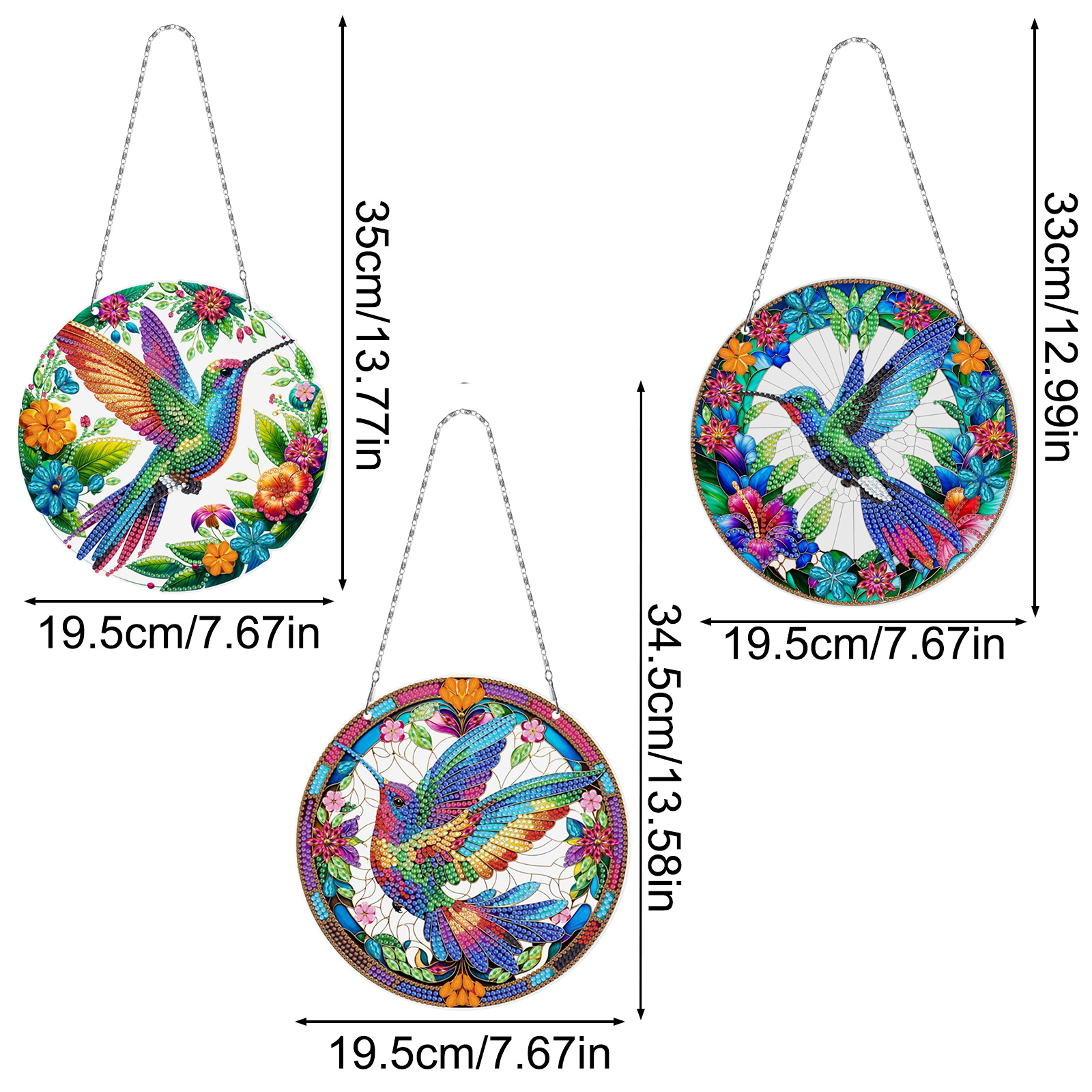 Diamante pintura perimetral DIY anillo 3 piezas juego de dibujos animados colgante genio Navidad sala de estar decoración de pintura distribuible