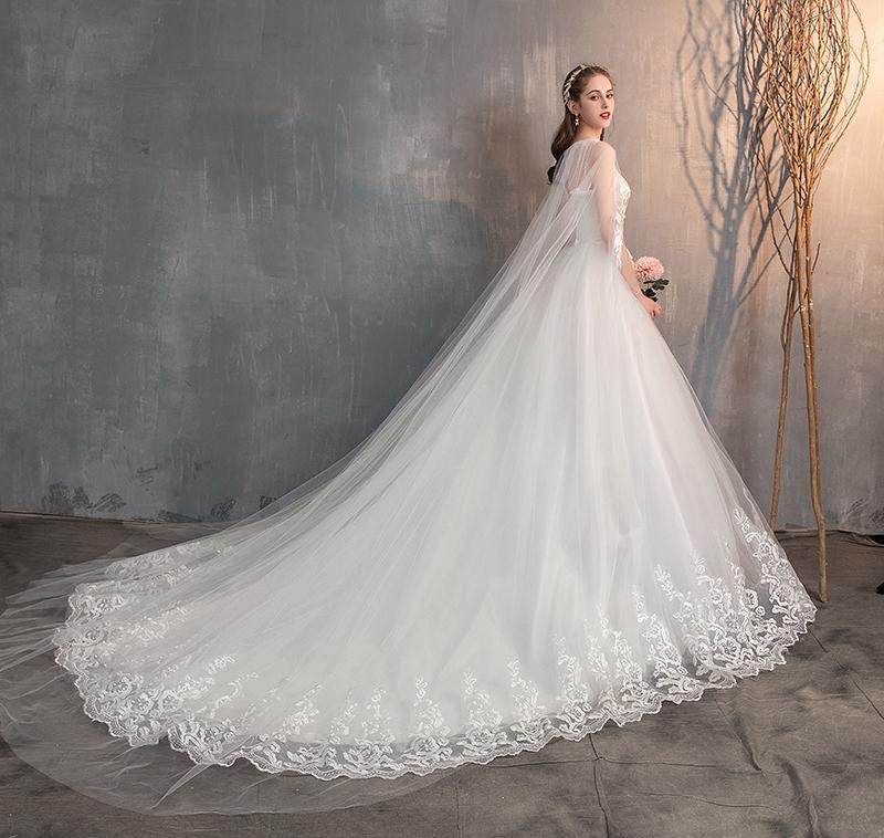 Vestido de boda principal 2025 nueva novia Aliexpress princesa en fuga pequeña larga cola francesa comercio exterior eBay vestido de boda image 7