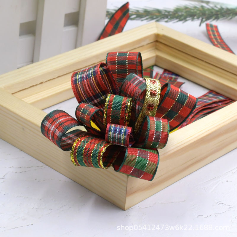 Cinta navideña multicolor Plaid cinta flor regalo embalaje decoración navideña DIY joyería material al por mayor