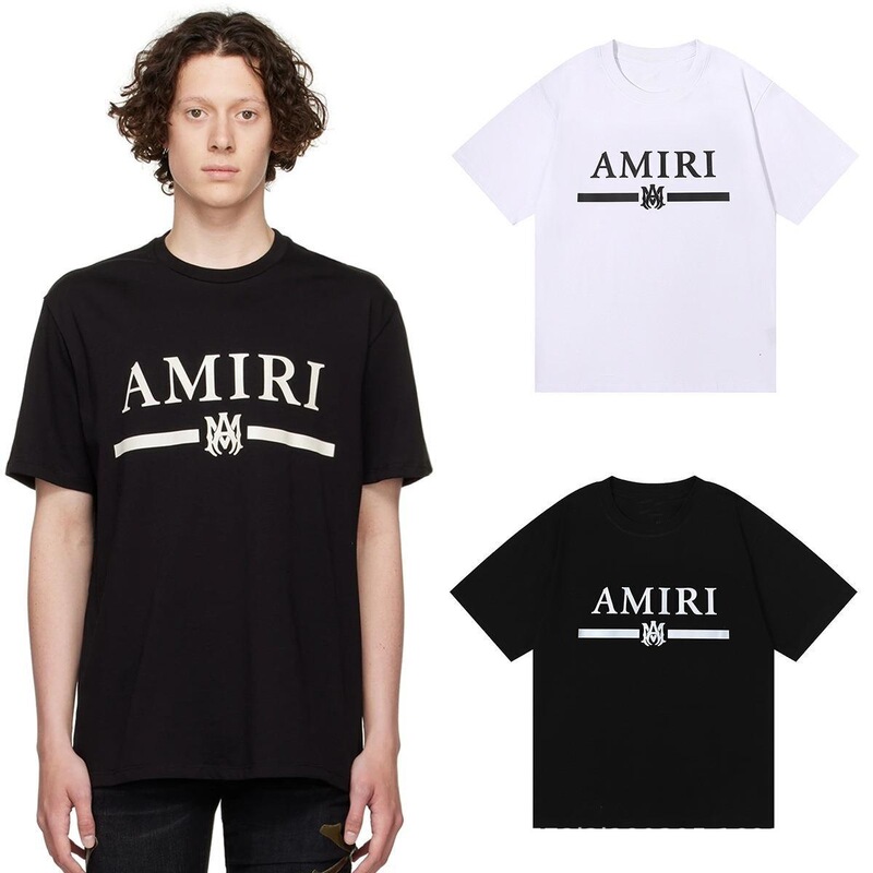 AMIRI Letter LOGO Printed Loose Teenage Couple Unisex Pure Cotton Casual Short-sleeved T-shirt Base Shirt
