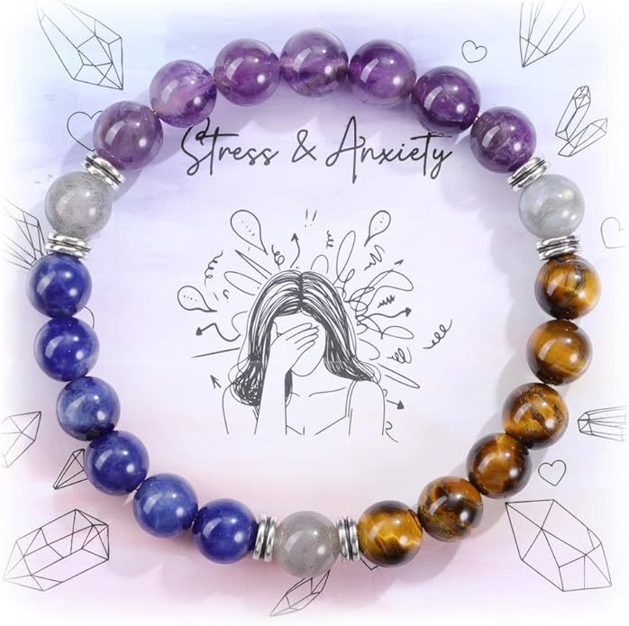 Natural Moonstone Stress Relief Bracelet Tiger Eye Stone Amethyst Beaded Yoga Stone Bracelet Blessing Card Bracelet Natural Moonstone Stress Relief Bracelet Tiger Eye Stone Amethyst Beaded Yoga Stone Bracelet Blessing Card Bracelet