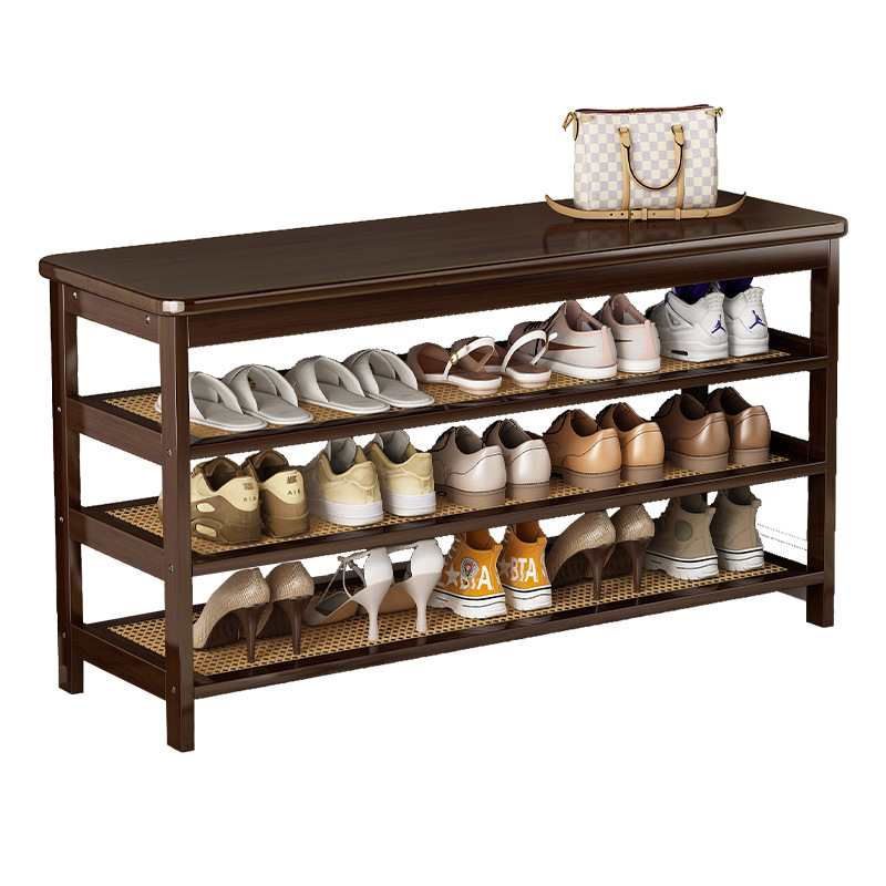 Zapatero de múltiples capas de almacenamiento en el hogar zapato gabinete de alto grado luz de lujo de almacenamiento de madera maciza estante entrada simple zapato cambiante taburete