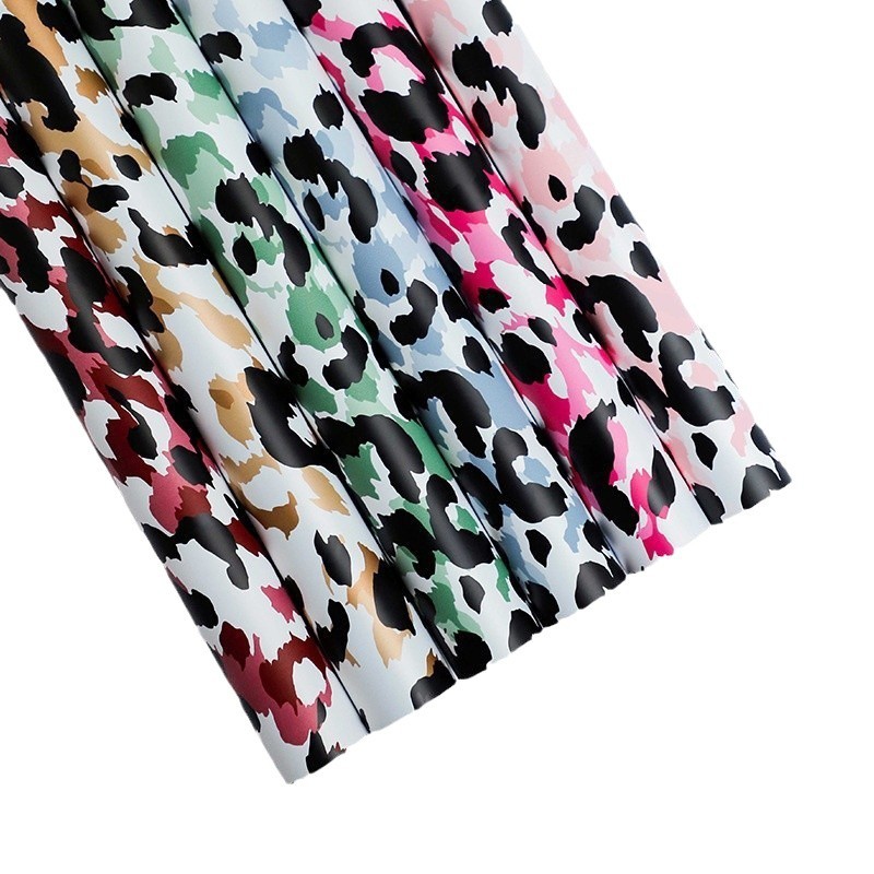 Huaxi plumage leopardo rico impermeable estilo coreano flor florista ramo florista rosa material de papel de envoltura