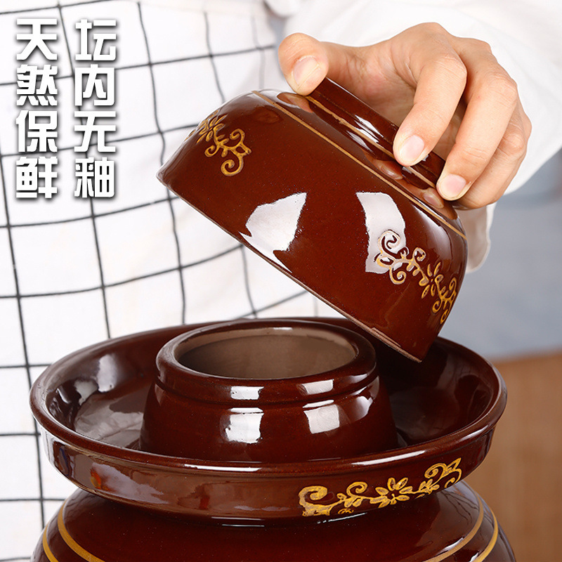 ピクルス瓶陶器昔ながらの厚みのあるキャベツ漬けピクルス瓶家庭用小型水密封セラミックピクルス瓶新しい|undefined