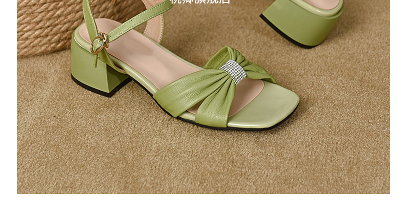 Sandal quai ngang da cừu mềm gót dày 9 cm — Màu đen chi tiết 23