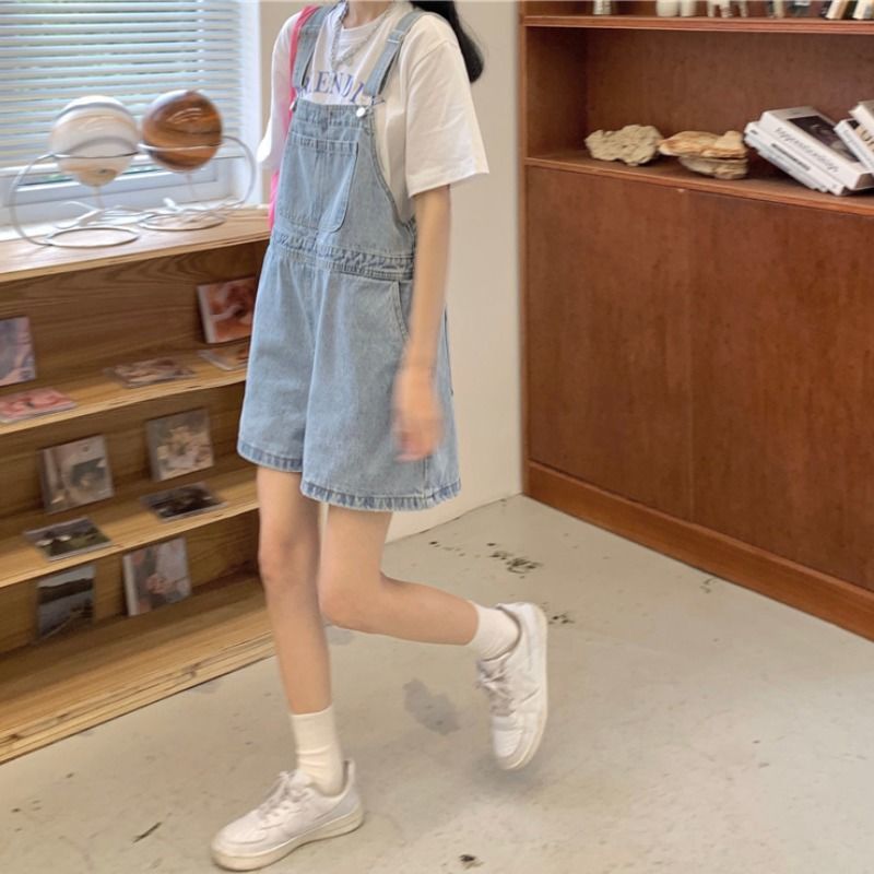 Denim Overalls Women's Shorts Summer 2026 New Loose Korean Style Student A-Line Wide-Leg Hot Pants Versatile Ins Trend