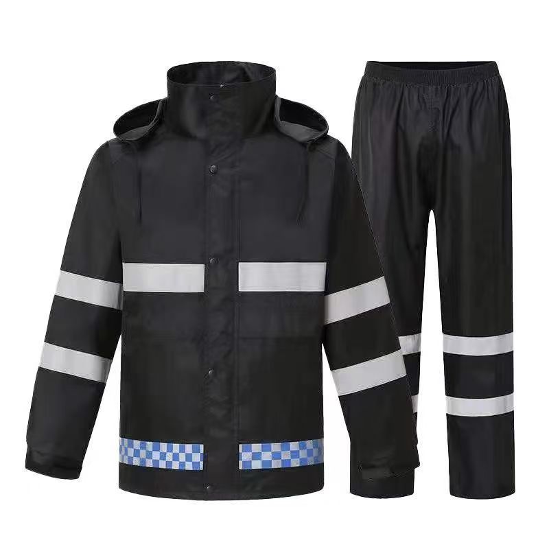 Fabricantes al por mayor chaqueta de lluvia reflectante conjunto de pantalones de lluvia tipo split rescate de tráfico de servicio saneamiento para llevar bicicleta fluorescente verde