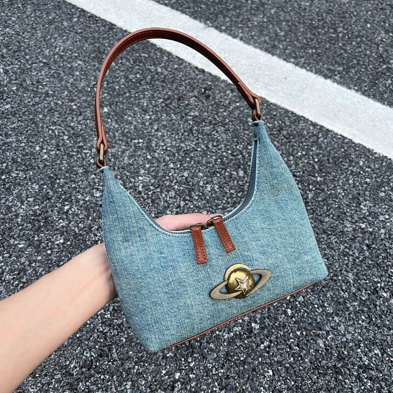 2026 New Niche Retro Denim Underarm Bag with a High-End Feel, Versatile Shoulder Bag, Commuter Fashion Handbag for Women