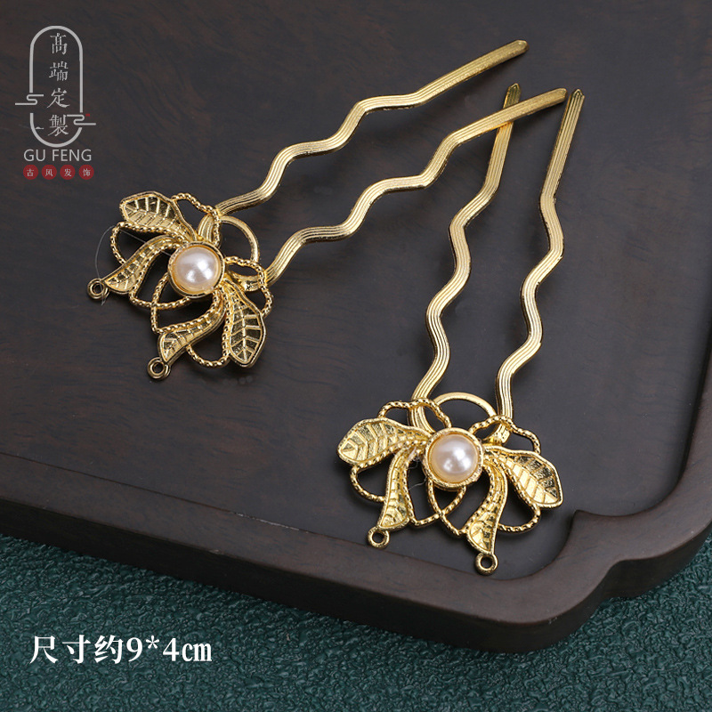 Tangfeng Hanfu peluca accesorios joyas de estilo diario oro facial espectáculo de escenario de clip de borde combinación de joyas para el pelo