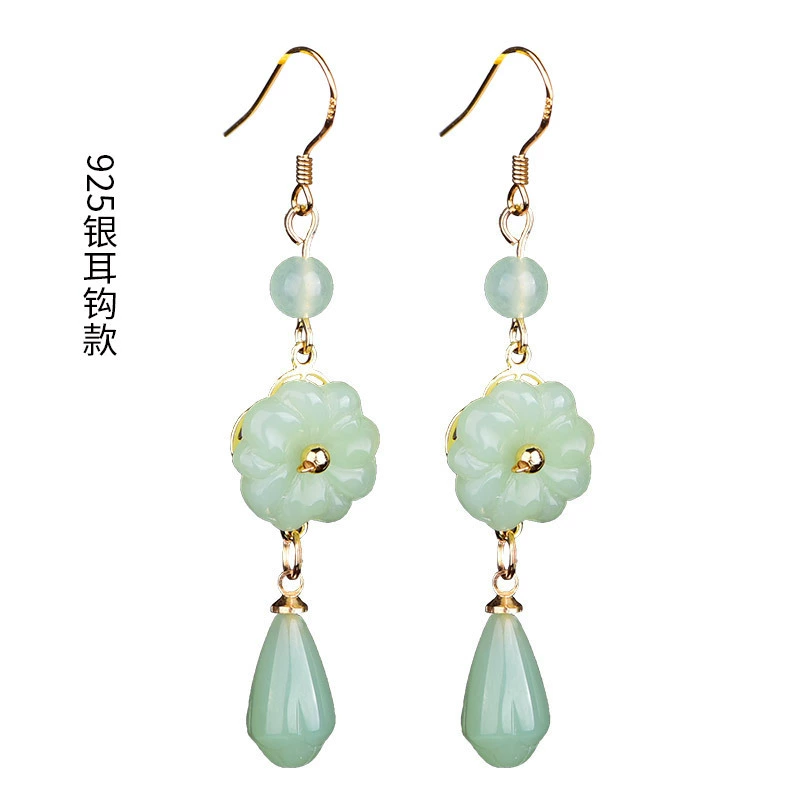 Retro earrings, accessory, cheongsam, Hanfu, 925 sample silver, silver 925 sample