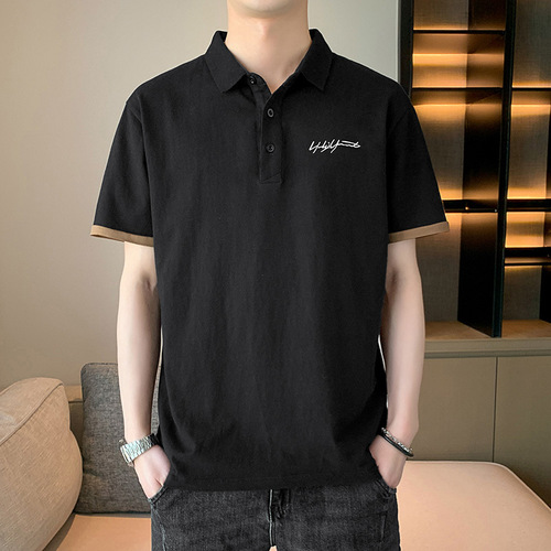 Short-sleeve T-shirt for men, collar polo shirt, summer 2025 new style trendy brand loose casual quick-drying clothing T-shirt