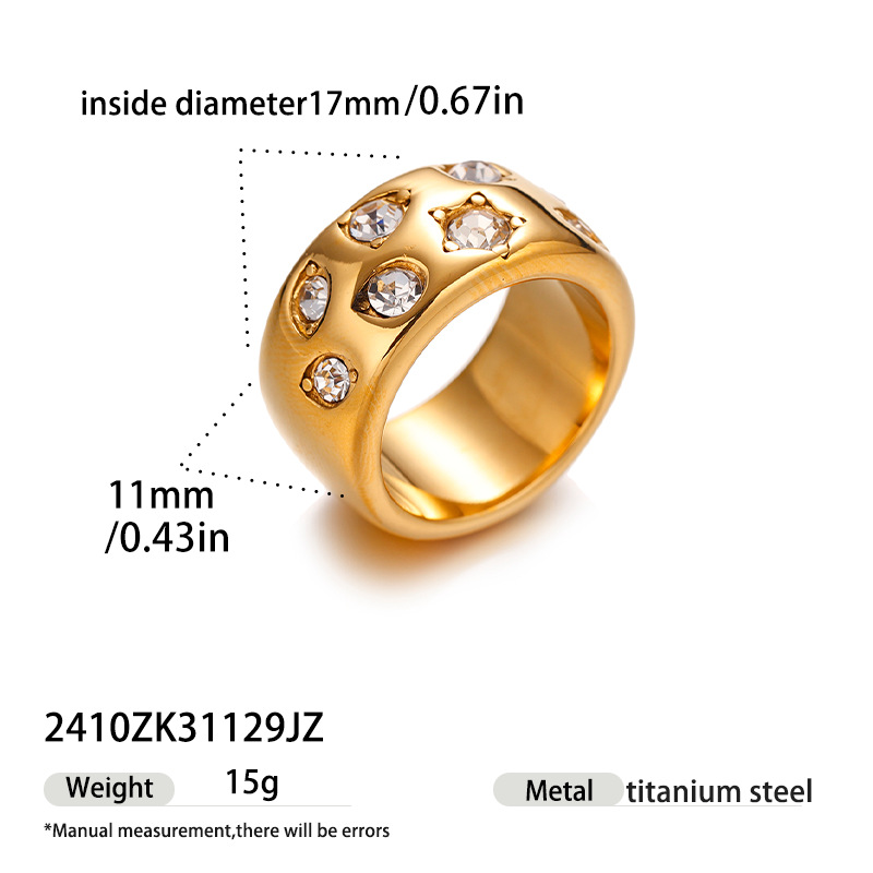 Tina diseño de la personalidad de gota de agua anillo de acero inoxidable chapado en 18K micro-cromo estampado anillo de apertura lisa para mujeres