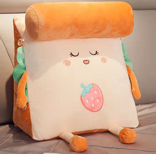 Creative bread cushion plush toy dormitory headboard backrest toast waist support washable sofa office cushion