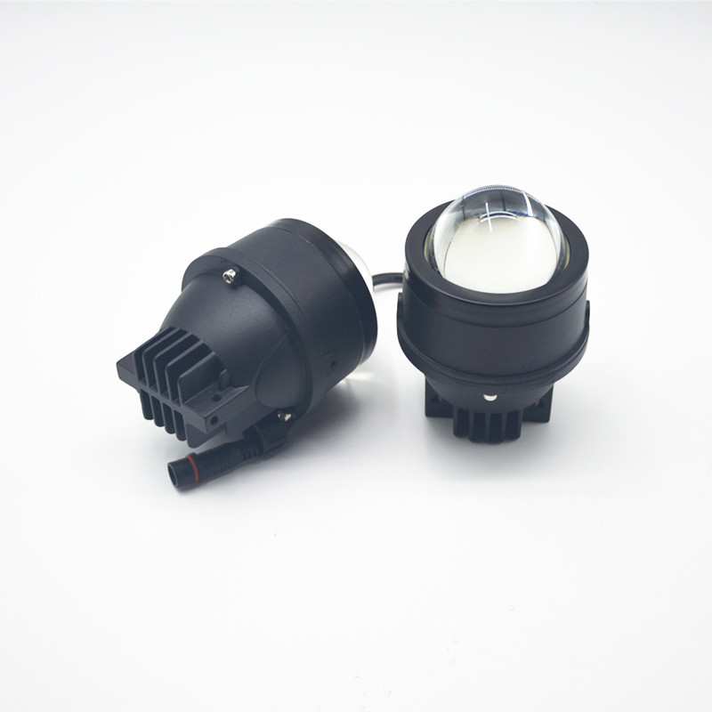 3 pulgadas LED tricolor doble luz lente de lámpara de niebla delantera transformación de automóvil luz blanca luz amarilla luz cálida