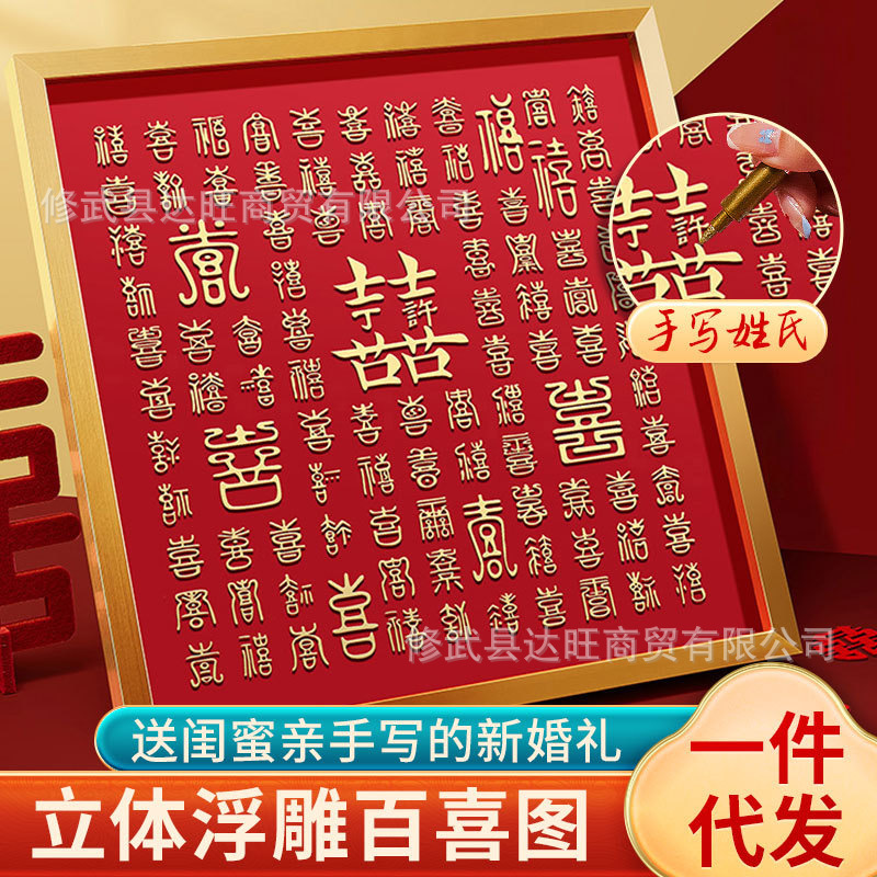 3D three-dimensional relief Baixi figure diy handmade Baifu Baishi Baixi wedding gift photo frame decorative painting