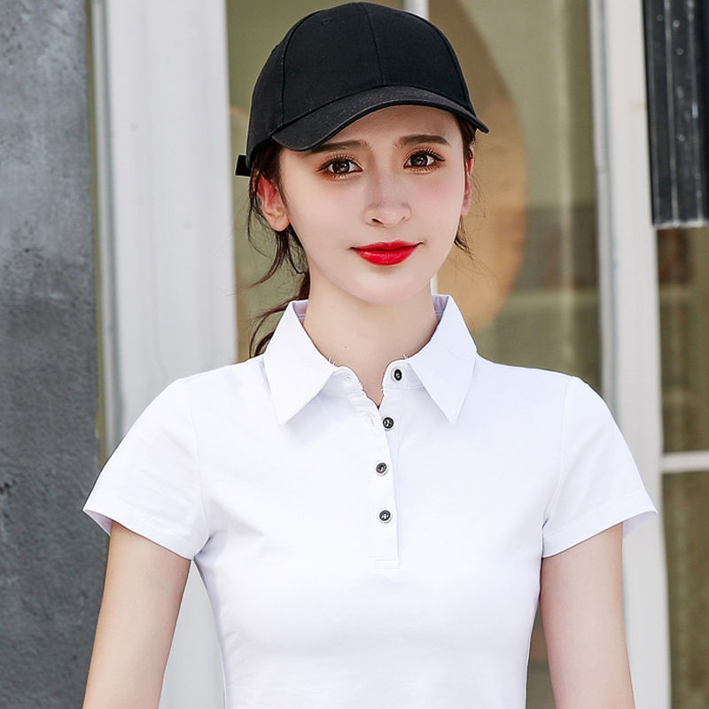 2023 New Summer Short-Sleeved T-Shirt for Women with Collar, Half-Sleeved, Large Size Top, Casual Slim Fit Polo Shirt