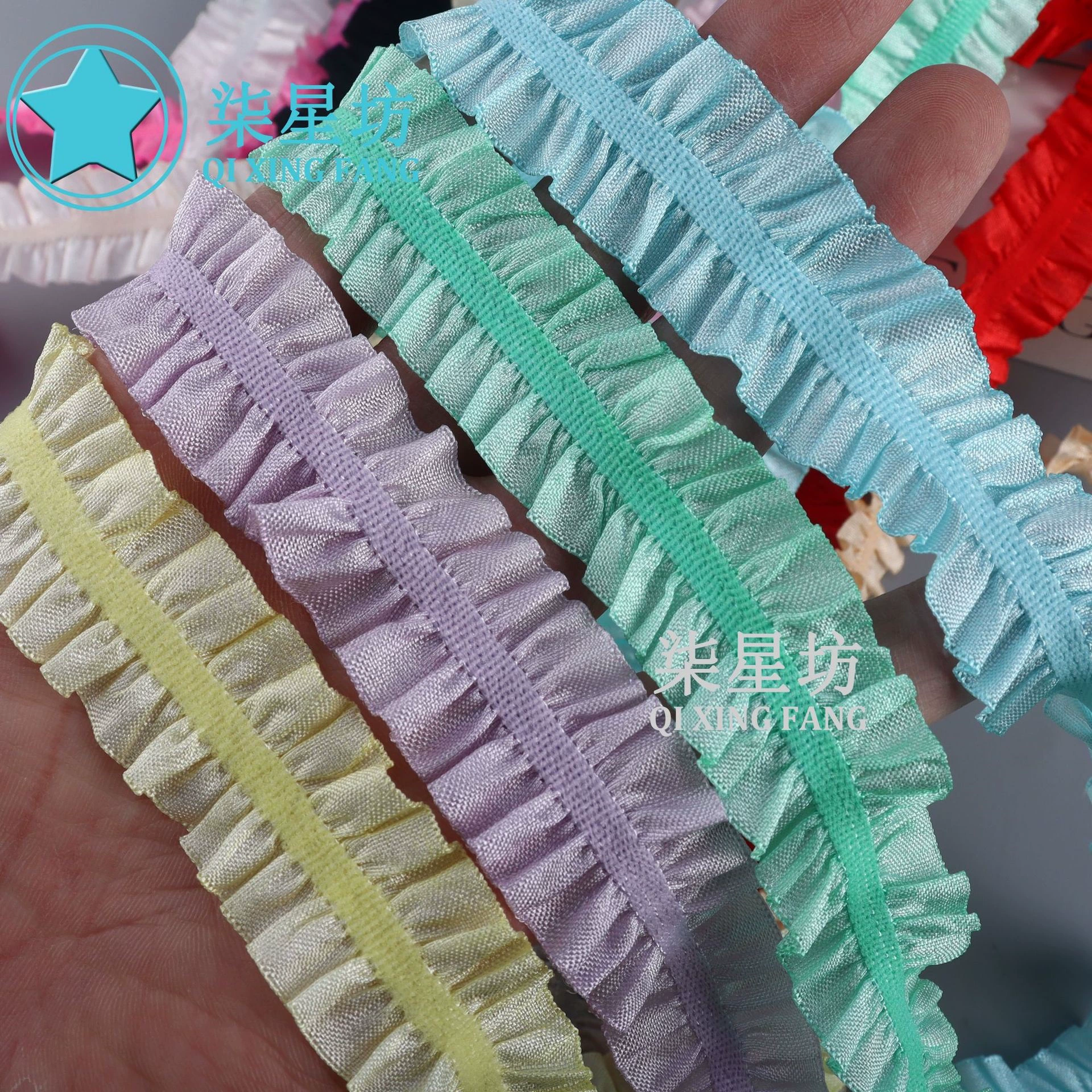 Кукла платье юбка складка из листьев лотоса кружева 2.5CM двусторонняя ткань грибок с легкой эластичной 14 цветов