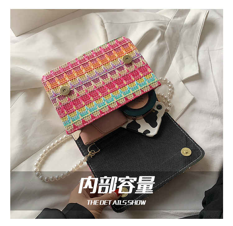 Korean fashion colorful contrast rhombus shoulder handbagpicture20