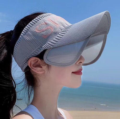 Women's Summer Korean Style Empty Cap Flyknit Breathable Stretchable Brim Sun Hat Travel Sun Hat