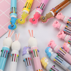 Creative stationery 10-color ballpoint pen cartoon student color graffiti pen girl heart multi-color press ballpoint pen wholesale