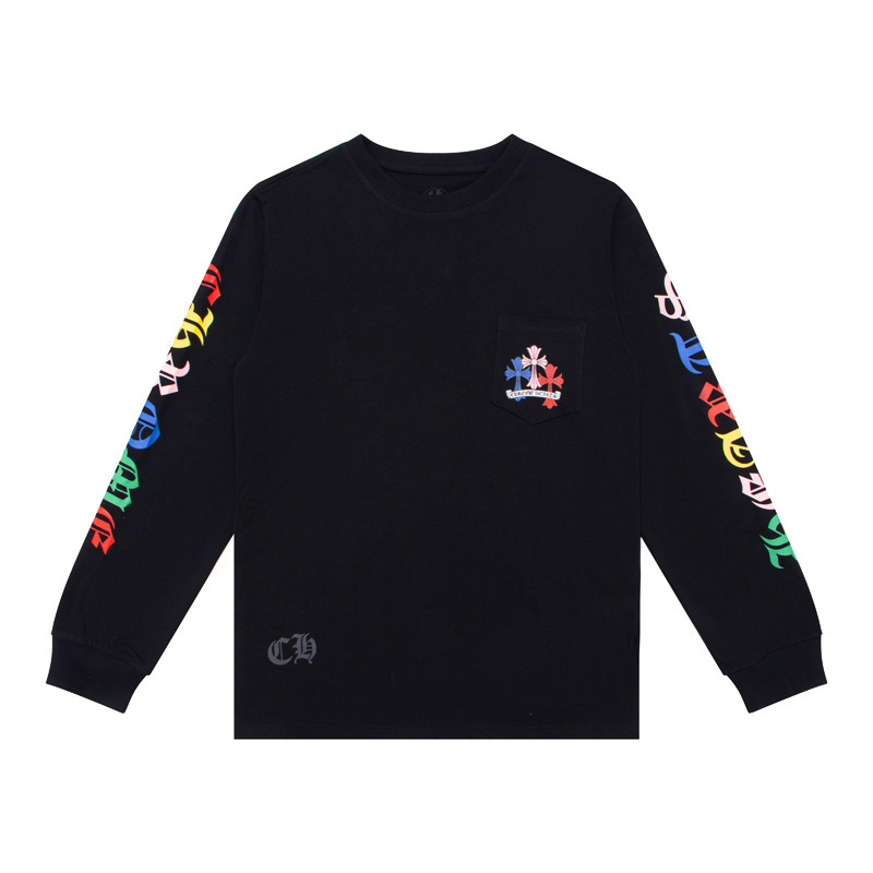 国境を越えたクロレラChrome Heart高品質双糸純綿男女プリント長袖tシャツ|undefined