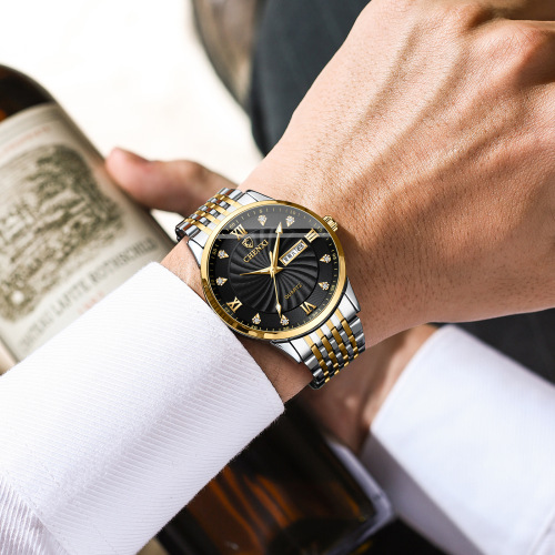 Business double calendar watch couple steel band watch manufacturer wholesale CHENXI men's and women's quartz watch with diamond